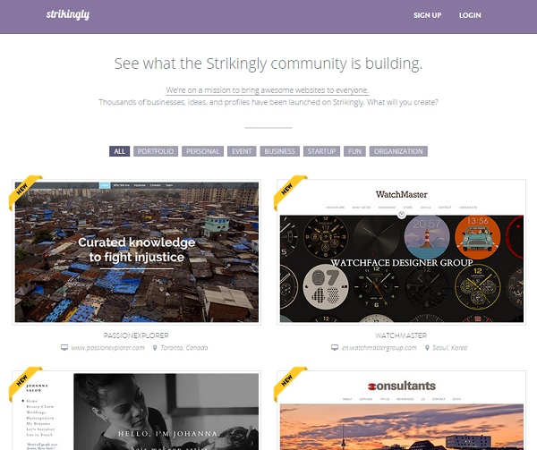 strikingly web design